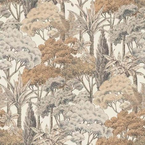 Grandeco Karuna Brown Trees Wallpaper Botanical Traditional Paste The Wall