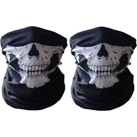 Lot de 2 cache-cou de moto avec motif tête de mort - Masque à moitié le visage (1/5)