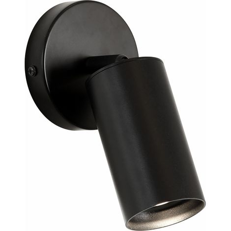 Aplique de pared para interiores, portalámparas GU10, 9 W apto para usar como lámpara de lectura o de pasillo color negro, luz blanca cálida. (1/4)