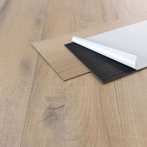 ML-Design Suelo Vinilo Autoadhesivo de PVC, Baldosas Adhesivas Aspecto de Madera Roble Rústico Claro, Vinilico Adhesivo Impermeable, Antideslizante 91,5 cm x 15,3 cm x 2 mm, 4,46 m²/32 lamas (1/5)