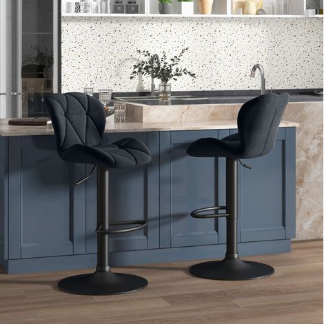 MEUBLIV 2 taburetes de bar 51,5x57,5x93-114,5 cm negro – giratorios y regulables (1/5)