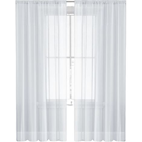 Rideaux Voilages Unis Semi-TransparentsEnsemble de 2 Panneaux 80 cm x 200 cm pour Salon et Chambre, Tulle Décoratif Idéal pour Noël et Autres Occasions Festives (1/5)