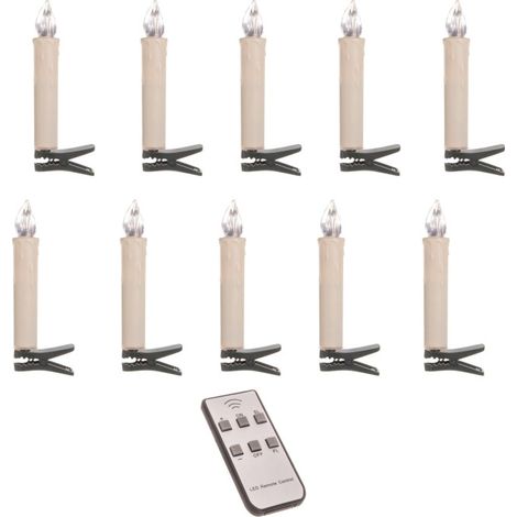 Set de 10 Bougies Led Pour Décoration Sapin de Noël + Télécommande (1/3)