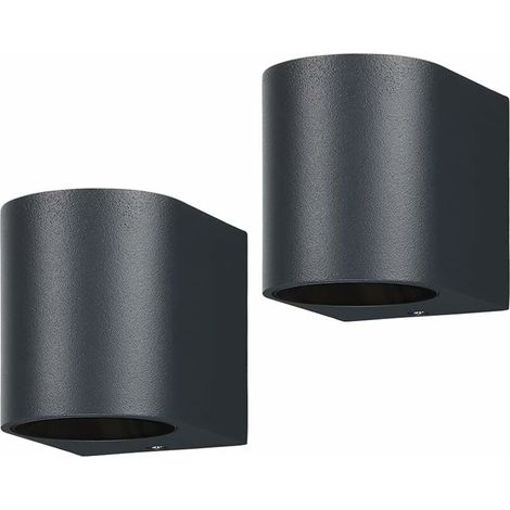 Lot de 2 appliques murales, spots encastrés GU10, aluminium gris anthracite, étanches IP44, pour terrasse, balcon, porche (1/5)