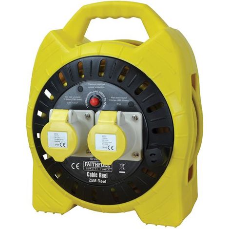 Faithfull Power Plus Enclosed Cable Reel 25m 16A 1.5mm² 110V