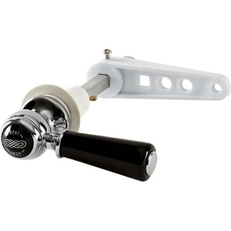 Milano Elizabeth Bathroom Toilet WC Cistern Flush Lever with Ceramic Handle - Chrome & Black (1/3)