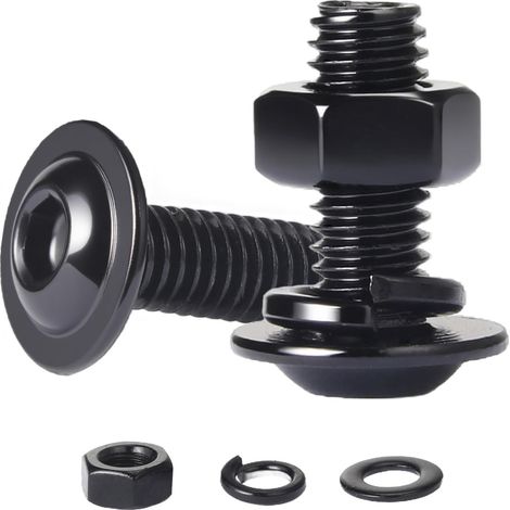 10 Pièces Vis à Tête avec Six Pans Creux M6x12 mm, Jeu de Vis avec Ecrous Hexagonal et Rondelles Elastique, à Tête Bombée Acier Inoxydable A2 V2A, Noire Oxydée (1/5)