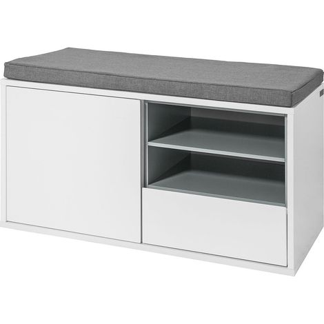 SoBuy Hallway Shoe Storage Bench Cabinet with Cushion, FSR37-W (1/5)
