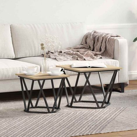 Beistelltisch-Set 2 pcs Sonoma-Eiche Ingenieure Holz und Stahl