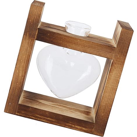 Air Plant Terrarium, Pot de Fleur Innovant avec Cadre en Bois Vintage Vase de Table Transparent Décoration de la Maison(1).