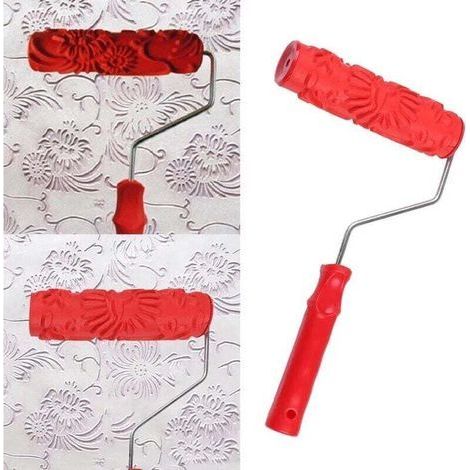 UlisemWall Painting Tools Wall Pattern Tools Brush Tools Wall Relief Floral Pattern Paint Roller New Decorative Paint Roller Brush DIY Tools - Red