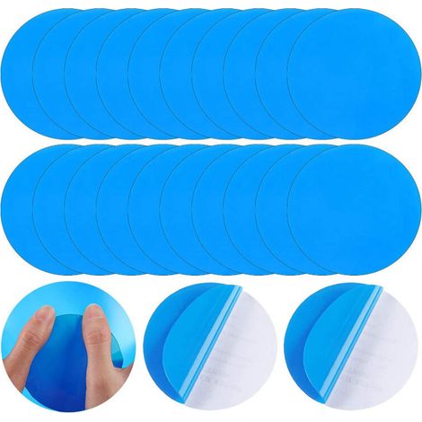 20 Pièces Rustine Piscine, Piscine Patch Kit De Réparation, Piscine Kit De Réparation, Réparation Plastique Correctifs Auto-adhésives Rustine pour Piscines Gonflables Bateaux, Bleu