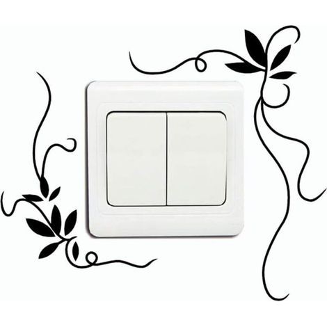 Lichtschalteraufkleber – Pflanzen-, Ranken- und Blumenmotiv – Schwarzes Vinyl – Für Lichtschalterabdeckungen – 1 Stück (1/5)