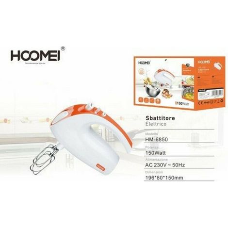 TrAdE Shop Traesio - Sbattitore Elettrico Frullatore Impastatore 150 Watt 5 Velocita' Hoomei Hm-6850 -
