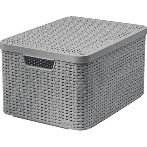 Panier de rangement Curver style l avec couvercle et poignées intégrées