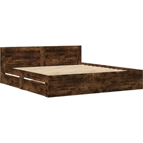 Bettgestell mit Kopfteil Räuchereiche 180x200 cm Holzwerkstoff vidaXL