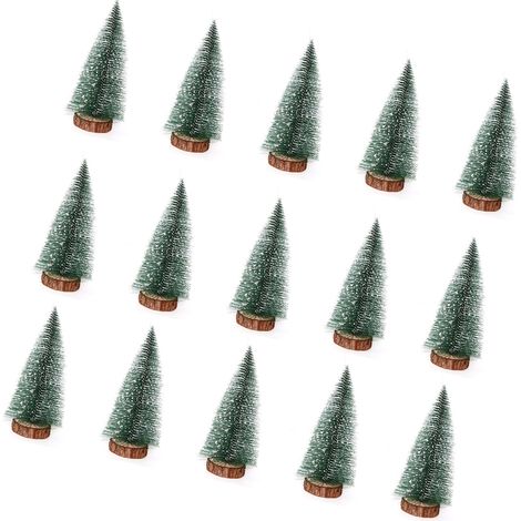 15 pièces mini sapin de Noël neige blanche déco maison multifonction pour bureau et fête 20 cm (1/4)