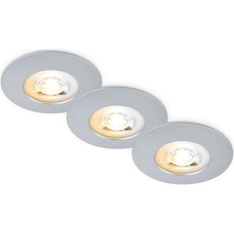 Briloner 3er Set LED Einbaustrahler CTS Schalter Ø90x24 mm Rund 4,9W, 460lm, 2700K-4000K Warmweiß bis Neutralweiß IP65 Chrom-matt - Einbauleuchten Wohnzimmer Flur (1/5)
