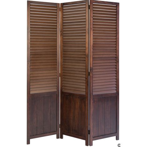 Paravent 3 panneaux marron en bois 120x170cm PAR06021 (1/4)