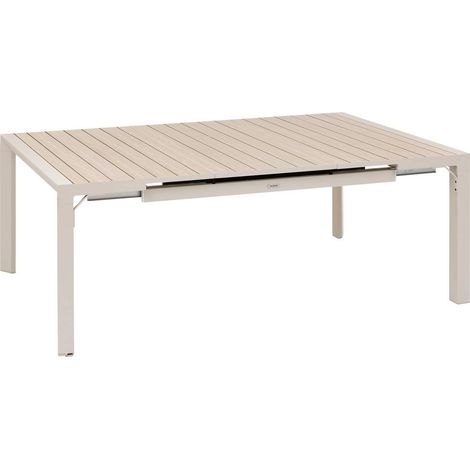 Hesperide – Table de jardin réglable carrée 142x142x77 cm – Aluminium traité époxy effet bois – Capacité jusqu'à 10 personnes – Facile à nettoyer (1/8)