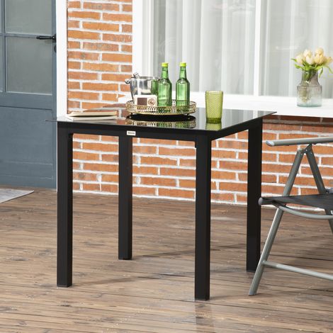 table repas jardin 4 personnes 80x80 aluminium noir HAVRYA (1/4)