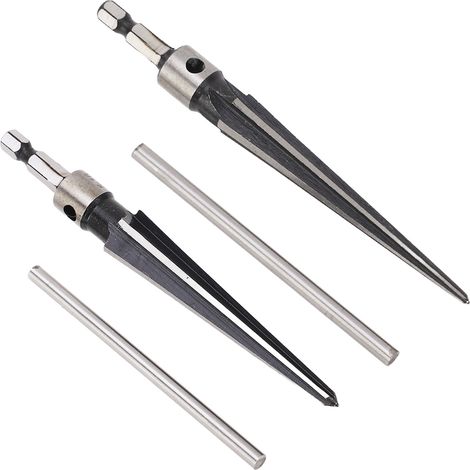 Alésoir conique 6 dents avec manche en T et queue hexagonale pour perçage bois et plastique, diamètres 5‑16mm et 3‑13mm (1/5)