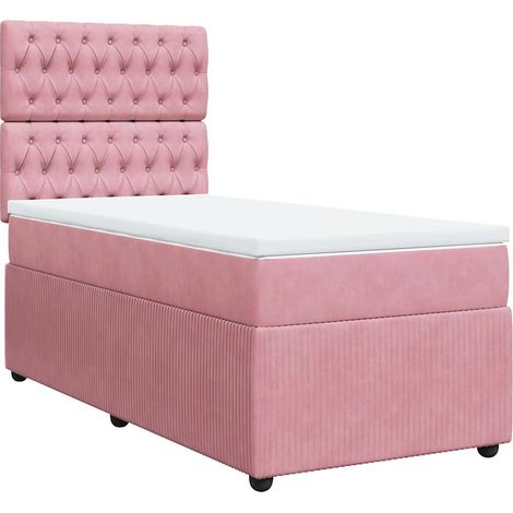 Maison Exclusive - Cama box spring con colchón terciopelo rosa 10