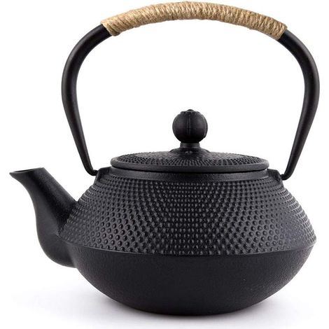1 Théière, Fonte, 800ml, Infuseur, Induction, Noir, Salon (1/5)