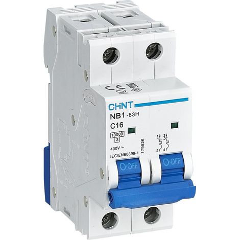 Interruttore magnetotermico 2P 16A 10kA Curva C NB1-63H/C16-2P-10 (1/3)