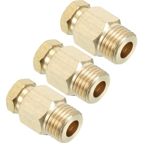 Raccord En Laiton Pour Tube 8mm Bsp 1/4 Ton Doré Lot De 3 (1/5)