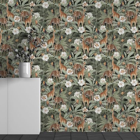 Papier peint panoramique - Motif Animaux de la jungle - 130 cm x 81 cm (1/3)