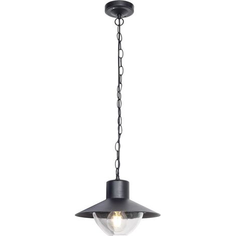 – Suspension extérieure métal noir IP54 – Compatible ampoule E27 – Résistante à la poussière et éclaboussures – Pour espaces extérieurs (1/5)