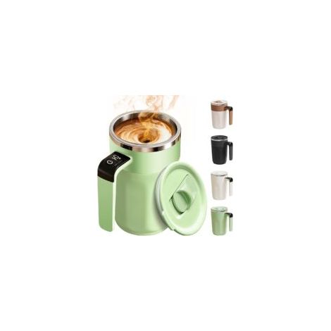 Tasse à Café Auto-Mélangeante avec Affichage de Température - Tasse en Acier Inoxydable Rechargeable de 13.5 oz (380 ml) avec Couvercle, pour Café, Lait, Thé et Boissons Chaudes (Vert) (1/4)