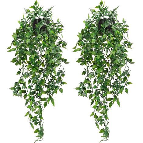 Lot de 2 Plantes artificielles à Suspendre en Pot pour intérieur et extérieur, décoration d'étagère de Bureau, de Salon (1/5)