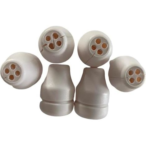 Lot de 6 têtes de tirette blanches à 4 trous, avec pompon remplaçable, pour store vénitien, facilitant le détachement. (1/5)
