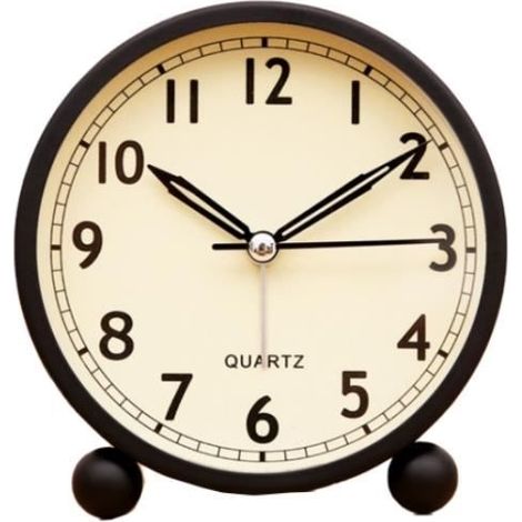 (Schwarzer) Radiowecker, geräuschloser analoger Wecker, tickfreier Tischwecker mit Nachtlicht, Nachttischwecker, für Nachttisch, Schreibtisch (1/4)
