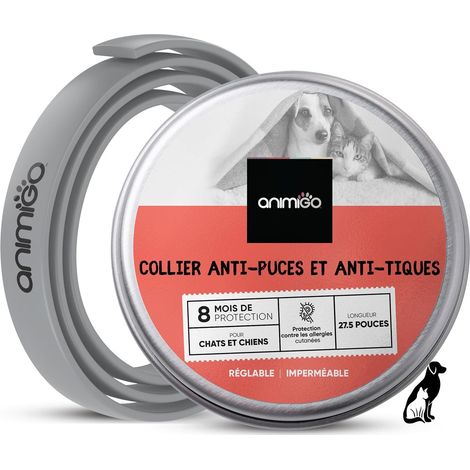 Collier Anti-Puces Chien et Chat, 8 Mois d'Efficacité, Taille 65 cm - Collier Antiparasitaire Imperméable & Réglable - pour Toutes Tailles de Chien et Chat - Anti-Tiques & Insectifuge (1/5)
