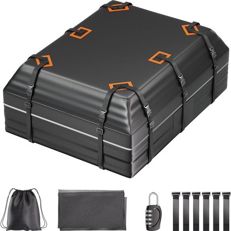 Rooftop Cargo Carrier, sac de toit de voiture imperméable en PVC robuste, 21 pieds cubiques, convient à tous les véhicules sans racks, avec tapis antidérapant sur-matelas, sangles renforcées, 6 (1/5)