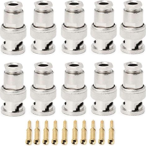10 Stück RG58 BNC-Stecker für CCTV-Sicherheitskoaxialkabel-Koppler-Video-BNC-Anschluss