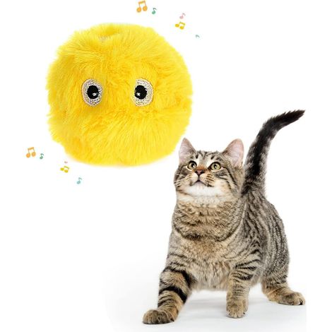 Balle jouet réaliste en forme d'oiseau pour chat, avec herbe à chat et oiseaux chanteurs, idéale pour mordiller, distraire et mâcher - Jaune (1/5)
