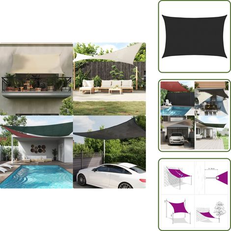 Voile d'ombrage 160 g/m² Noir 2x2,5 m PEHD - Parasol - Voile D'ombrage - Ombre - Jardin - Terrasse (1/5)