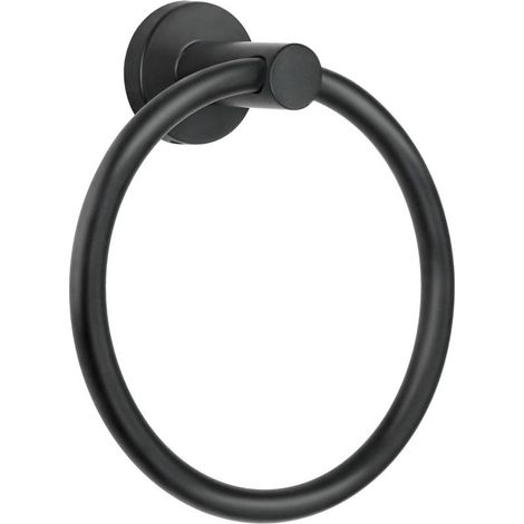 Anneau porte-serviettes mural, 1 pièce, porte-serviettes, porte-serviettes, matériel de salle de bain, porte-serviettes rond simple en acier inoxydable SUS 304 (noir) (1/5)