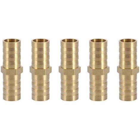 Ulisem Brass Straight Fitting, Two Way Hose Adapter, Pipe Fitting, 10mm Hose Connector (10mm, 5pcs) (1/4)
