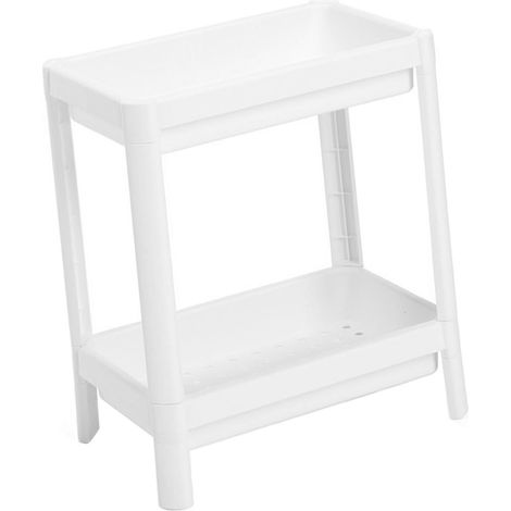 Étagère de rangement à 2 niveaux pour salle de bain avec trou d'évacuation - Multifonctionnelle, stable et peu encombrante - Idéale pour la salle de bain et la cuisine (1/3)