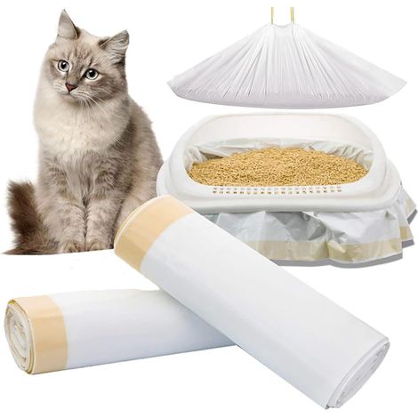 2 Rouleaux Sac Litière Chat,32μm,940x457 mm,Résistant Griffe,Anti-Fuite,Sac Poubelle,Carton Standard