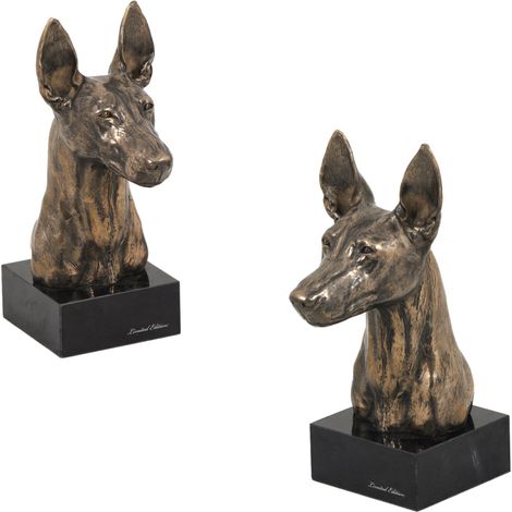 Perro del faraón, galgo maltés: estatuilla de perro, busto sobre una base de piedra, escultura, trofeo para una exposición canina de Art-Dog. (1/5)