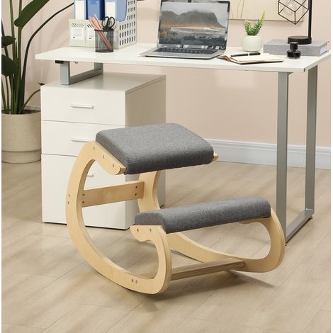 Sedia ergonomica in legno grigio, sedia inginocchiata oscillante, 54,5 x 85 x 54 cm (1/5)