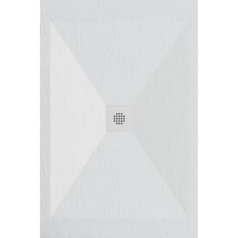 Receveur de douche 70x130 cm extra plat DEXA en résine surface ardoisée blanc Grille blanche