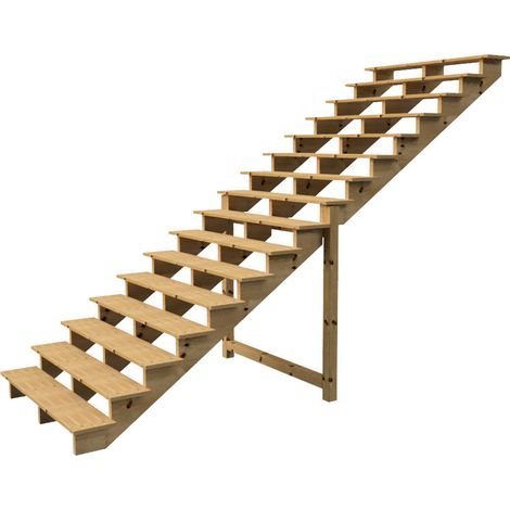 Außentreppe Holz Höhe 275cm 16 Stufen, Breite 160cm, OHNE Setzstufen