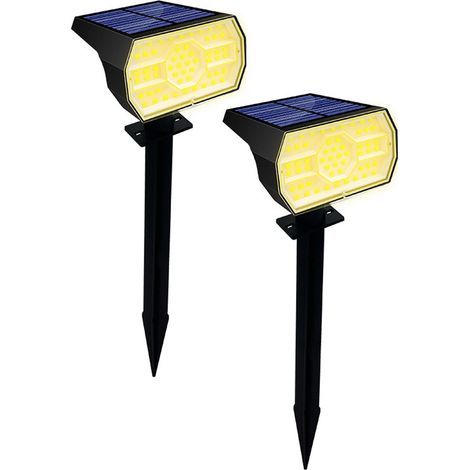 2 Projecteur Solaire,56 LED,Lumière Blanche Chaude,Capteur Automatique,IP65,Jardin Allée (1/5)